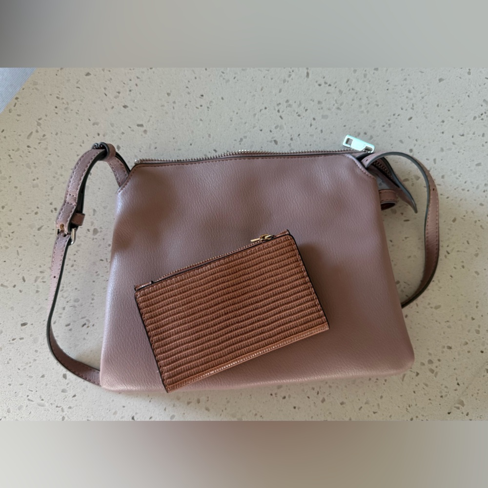 a new day Pink  Leather Women's Crossbody Bag and Wallet